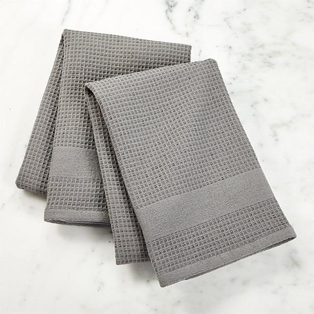 Set of 2 Waffle-Terry Grey Dish Towels