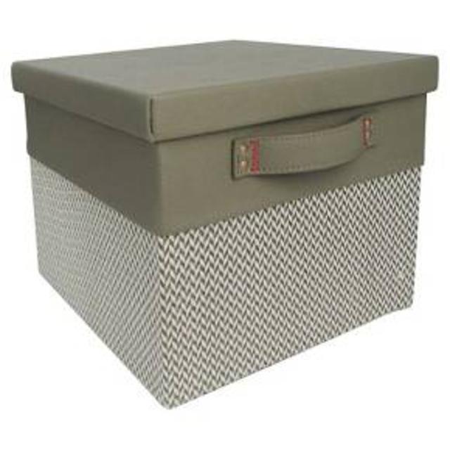 Lidded Small Milk Crate - Grey Chevron - Threshold™