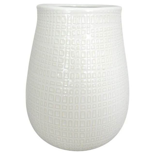 Textured Ceramic Vase White Short - Threshold™