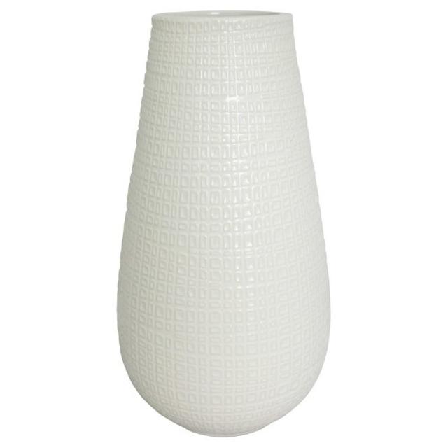 Textured Ceramic Vase White Tall - Threshold™