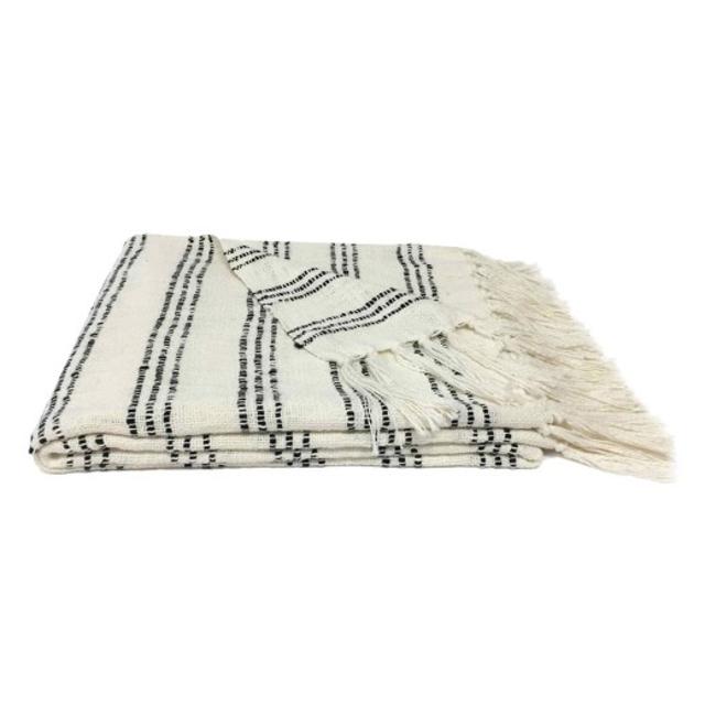 White Throw Blanket with Black Stripes - Threshold™