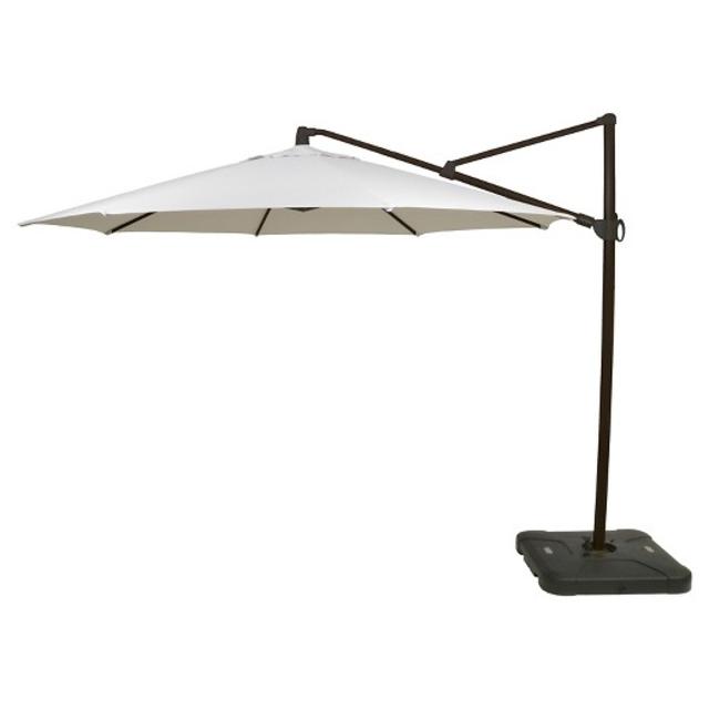 11' Offset Umbrella - Linen - Medium Wood Finish - Threshold™