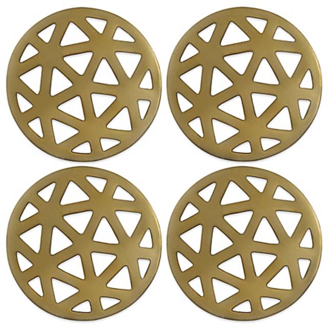 Thirstystone® Round Geometric Coaster in Gold