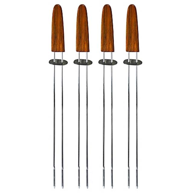 Double-Pronged Stainless Steel Skewers in Silver (Set of 4)