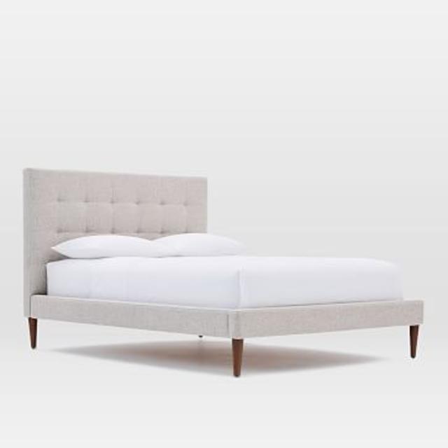 Grid Tufted Tapered Leg - Low - King, Twill, Stone