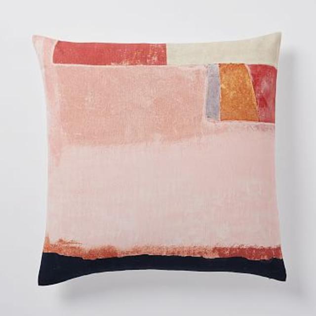 Gallery Abstract Pillow Cover, 24"x24", Peach Blush