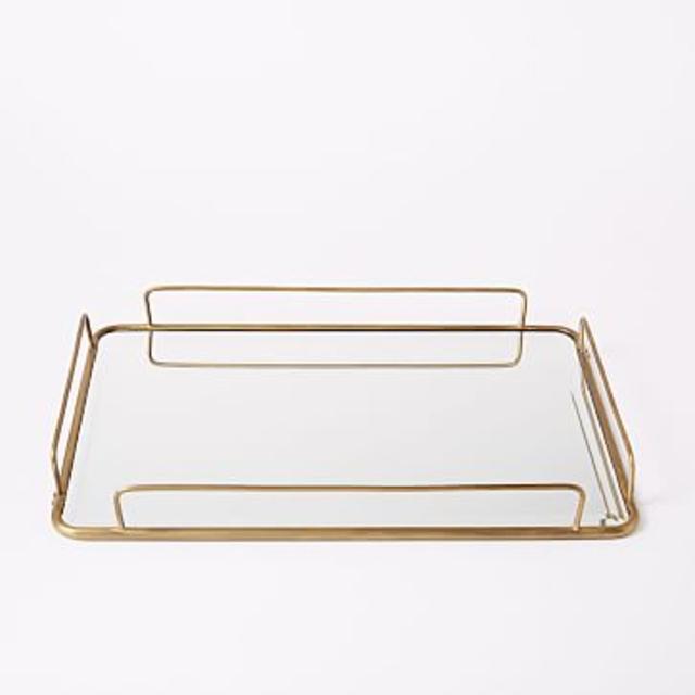 Fishs Eddy Gilded Cafe Mirror Tray, Large, 15" W x 21" L