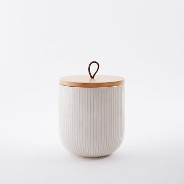 Textured Kitchen Cannister, Medium, White Lines