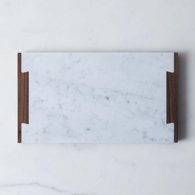 Carrara Marble & Walnut Serving Tray