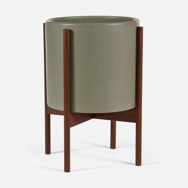 Gray Case Study Ceramics® Large Cylinder with Wood Stand