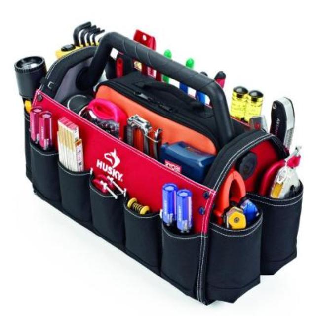 17 in. Open Tool Tote with Rotating Handle