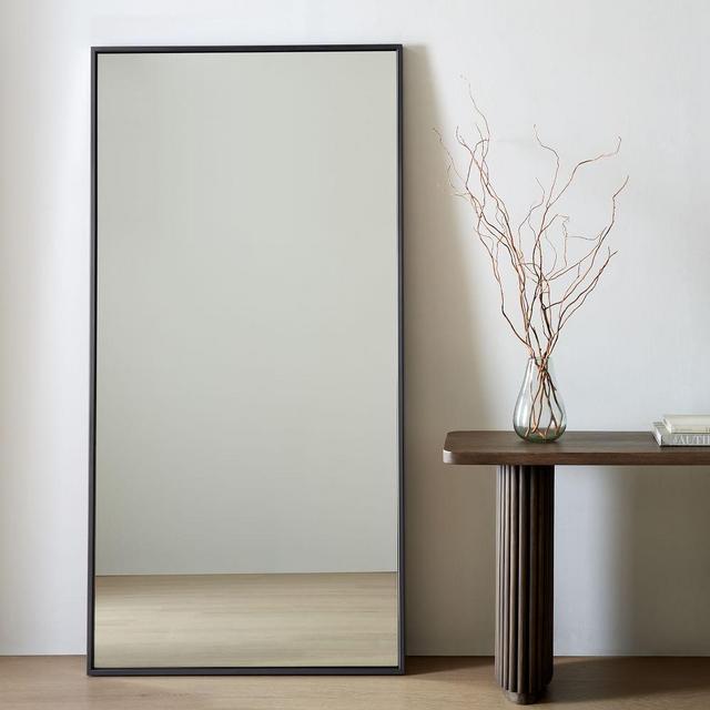Metal Frame Oversized Floor Mirror, Antique Brass