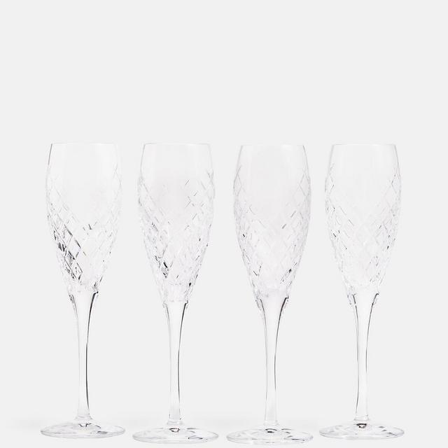 Barwell Cut Crystal Champagne Flute, Set of Four