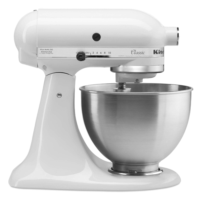 KitchenAid Classic Series 4.5 Quart Tilt-Head Stand Mixer, White (K45SSWH)