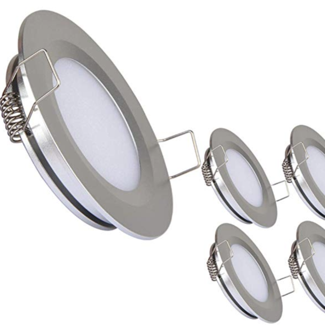 acegoo RV Boat Recessed Ceiling Light 4 Pack Super Slim LED Panel Light DC 12V 3W Full Aluminum Downlights, Warm White (Silver)