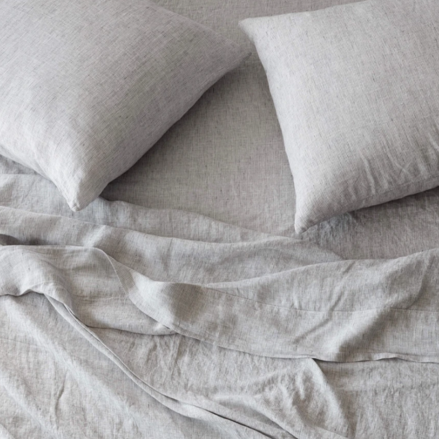 Stonewashed Linen Sheet Set: Graphite Stripe Queen - The Citizenry