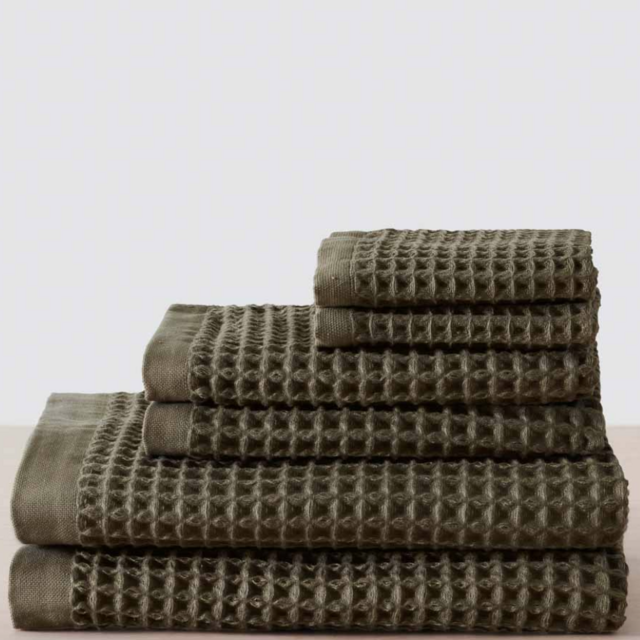 Imabari Waffle Towels: Olive 2 Bath Towel Set - The Citizenry