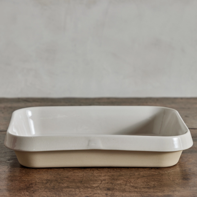 Digoin, Stoneware Cake Dish in White