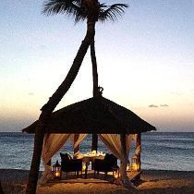 Romantic dinner in private cabana on Bucuti's beach
