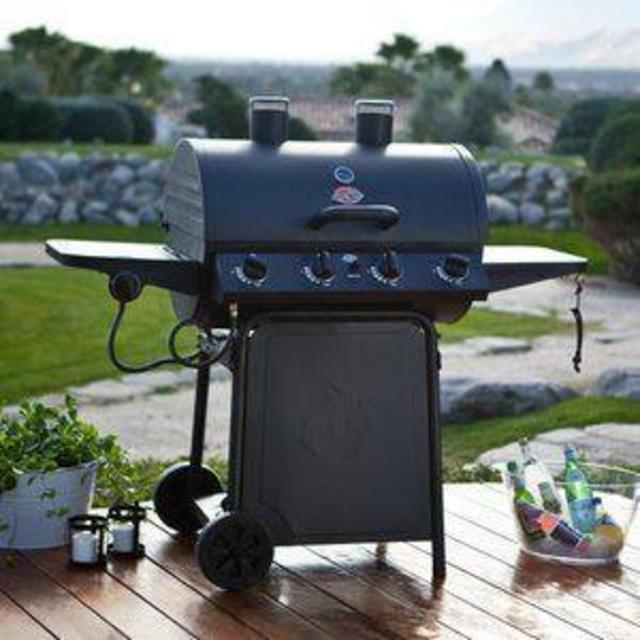 Char-Griller Grillin Pro Black 3-Burner (40,800-BTU) Liquid Propane Gas Grill with Side Burner