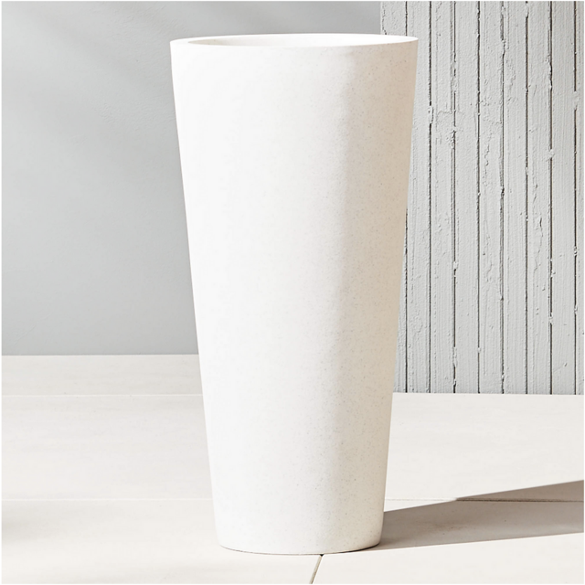 CB2 Shore Tall Polyterrazzo Large White Planter - 14 x 28 Size, White Color