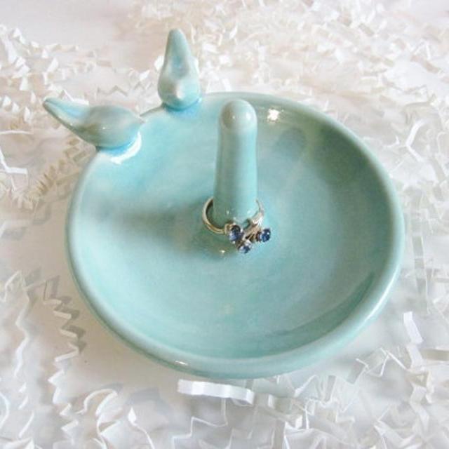Ring holder, Bridal shower gift,  love  bird ring dish, engagement ring dish, wedding gift, In Stock