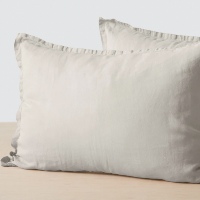 Stonewashed Linen Shams in Solid Sand