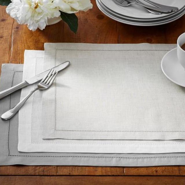 PB Classic Belgian Flax Linen Hemstitch Place Mat, Set of 4