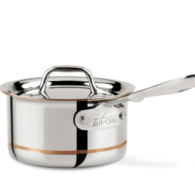 Copper Core 5-ply Bonded Cookware, Sauce Pan with lid, 1.5 quart
