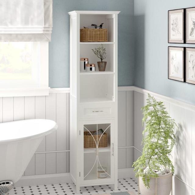 White Bathroom Linen Tower