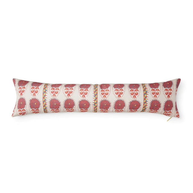 Fuchsia Daisy Suzani Lumbar Pillow