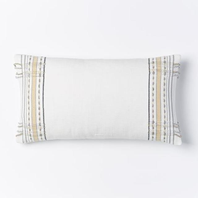 Corner Fringe Pillow Cover - Stone White