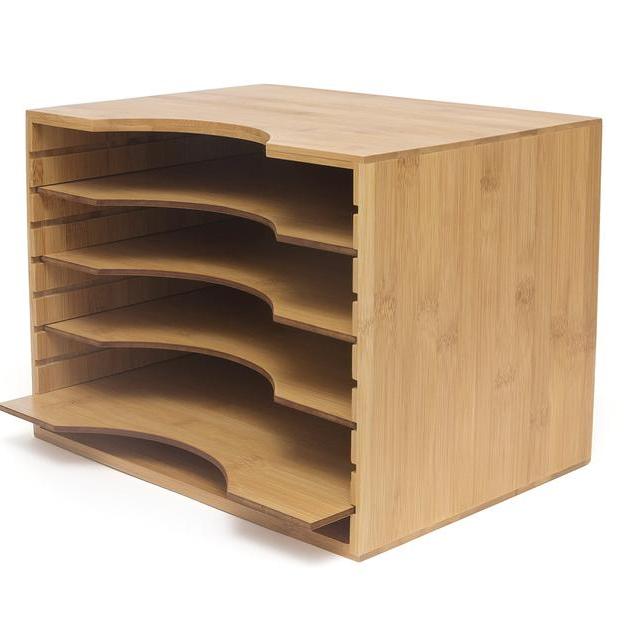 Lipper International 811 Bamboo File Organizer with Adjustable Dividers
