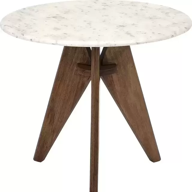 Seleucia Tall Marble and Wood End Table