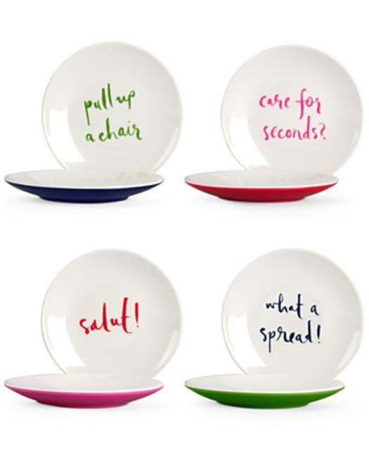 kate spade new york Set of 4 Sayings Melamine Tidbit Plates