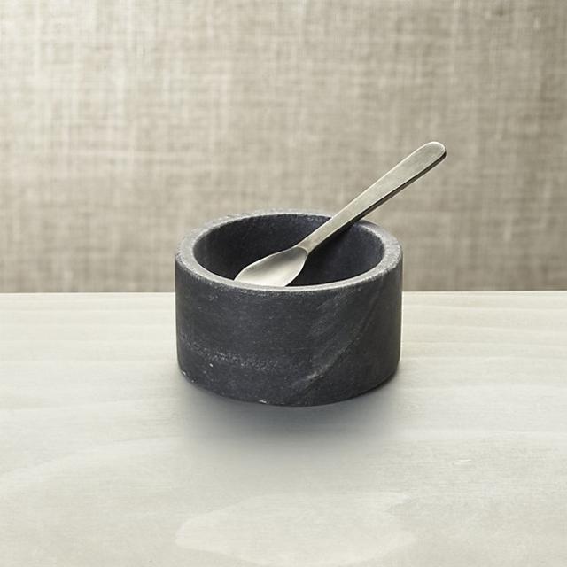 Marble Salt-Pepper Cellar with Spoon
