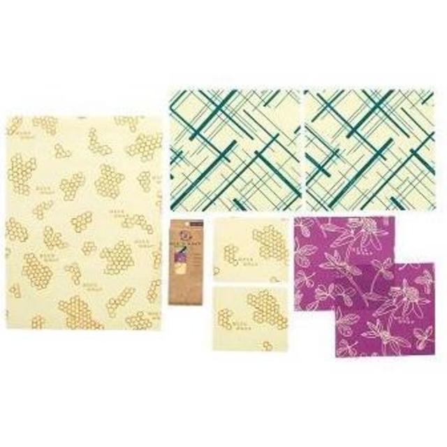 Bee's Wrap Variety Pack, Eco Friendly Reusable Beeswax Food Wraps, Sustainable, Zero Waste, Plastic Free Alternative for Food Storage - 2 Small, 2 Medium, 2 Large, 1 Bread