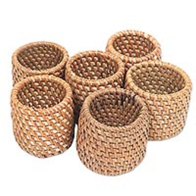 Hand Made Ate Grass Napkin Rings (Set of 6) from Indonesia, 'Rustic Lombok'
