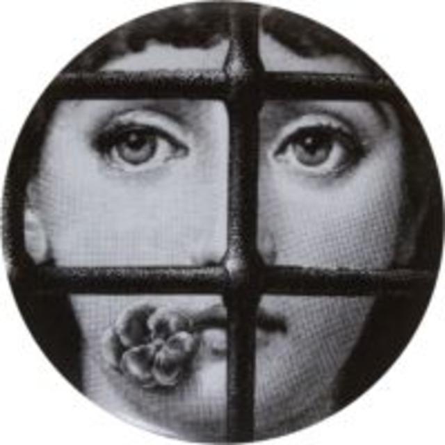 FORNASETTI "Face With Pansy In Mouth In Window" Plate