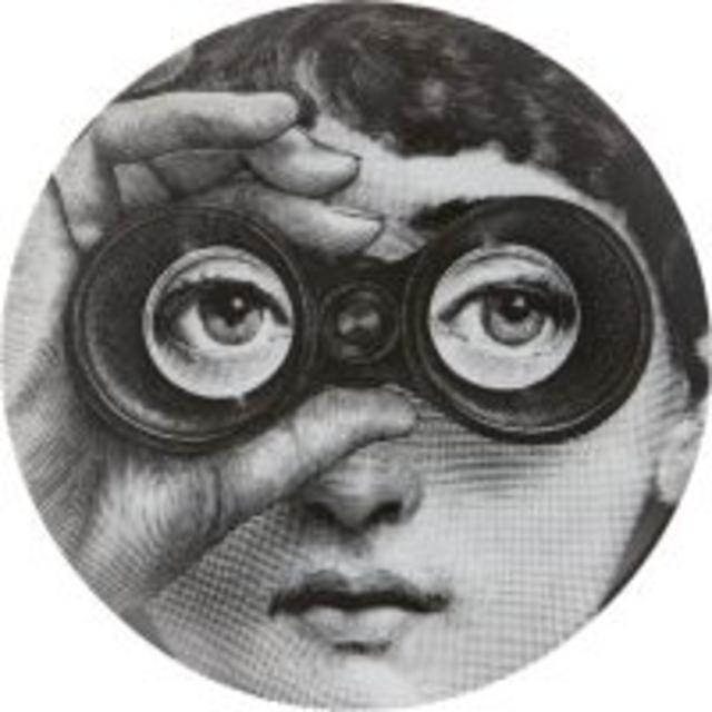 FORNASETTI "Looking Through Binoculars" Plate