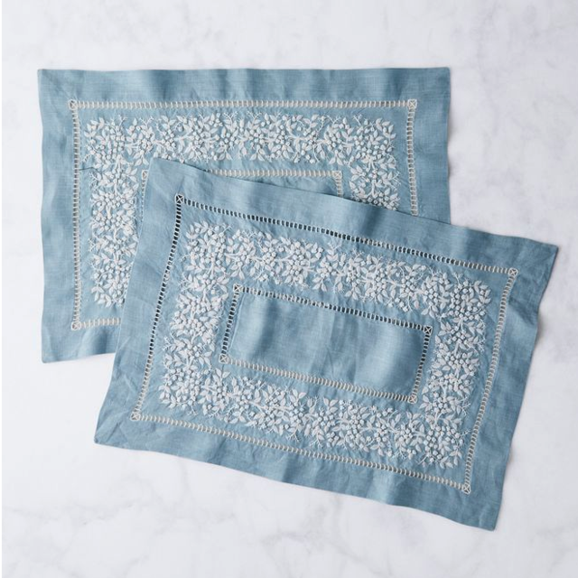 Set of 2 - Jardin Estate Hand-Embroidered Table Linens