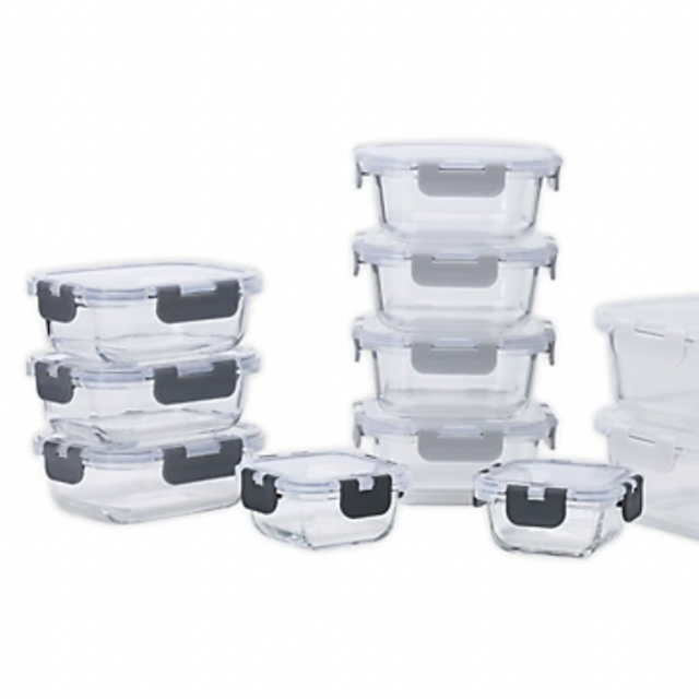 Simply Essential™ 22-Piece Glass Food Storage Set in Grey