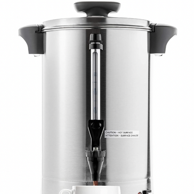 SYBO 2022 UPGRADE SR-CP-50C Commercial Grade Stainless Steel Percolate Coffee Maker Hot Water Urn for Catering, 55-Cup 8 L, Metallic