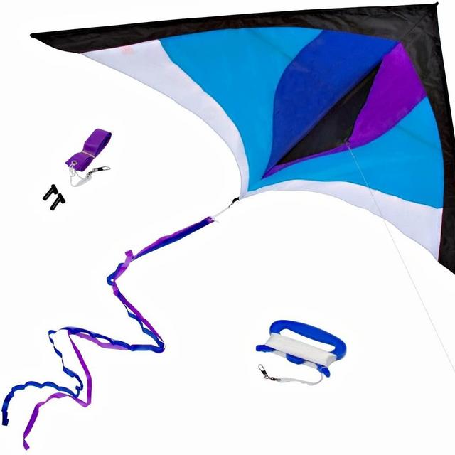 Best Delta Kite, Easy Fly for Kids and Beginners, Single Line w/Tail Ribbons, Stunning Colors, Large, Meticulously Designed and Tested + Guarantee + Bonuses