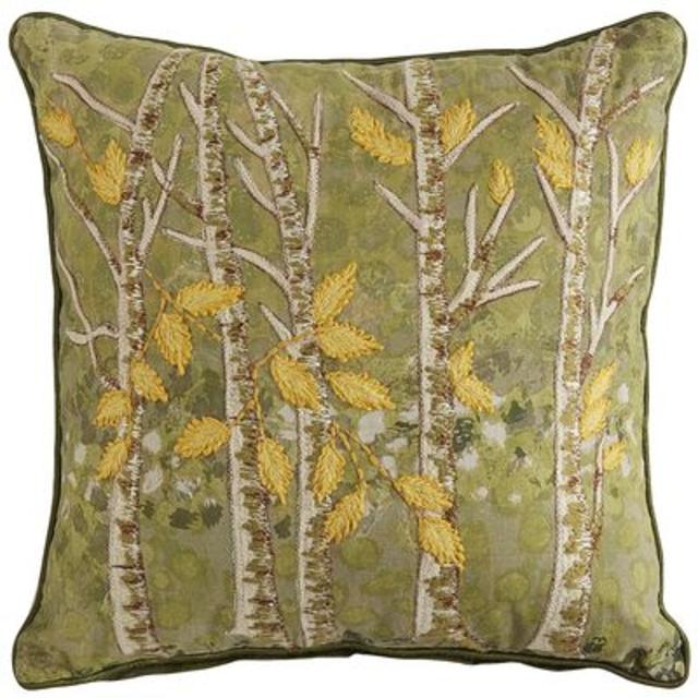 Spring Garden Embroidered Trees Pillow