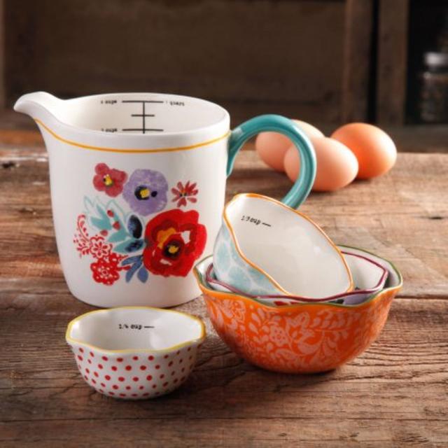 The Pioneer Woman Flea Market 5-Piece Prep Set, 4-Piece Measuring Bowls with 4-cup Measuring Cup
