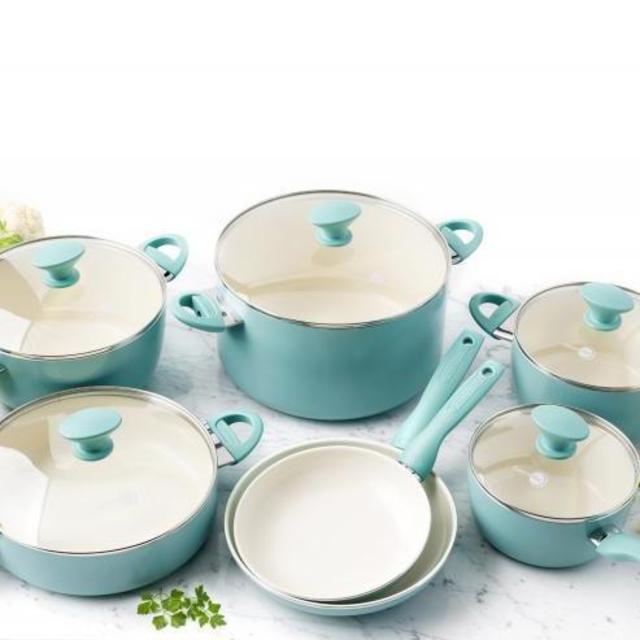 Rio Ceramic Non-Stick 12-Piece Cookware Set, Turquoise
