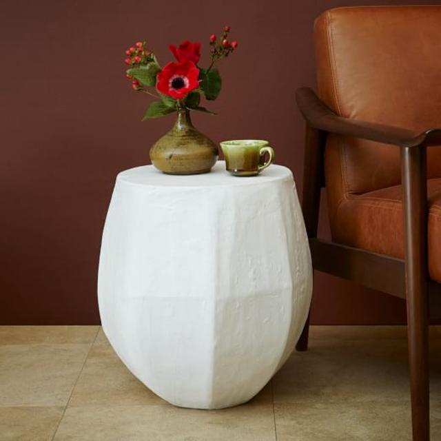 Papier-Mache Drum Side Table