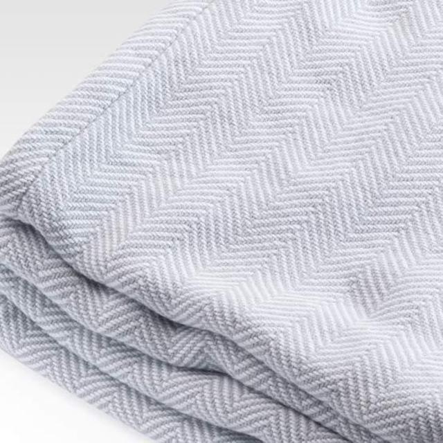Cotton Herringbone Blanket (Size: Queen Color: White/Shore)
