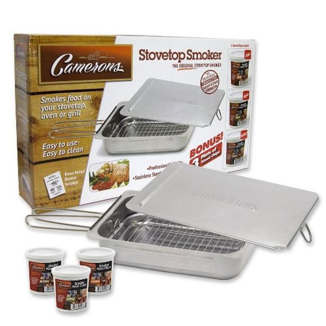 Stovetop Smoker - The Original Camerons Stainless Steel Smoker Value Pack with 3 Bonus Pints of Wood Chips